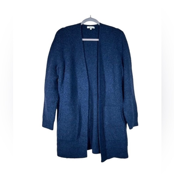 Madewell Chunky Cardigan Sweater Large Blue Open Front Alpaca Wool. EUC!! 🦙🧶 - Picture 1 of 9